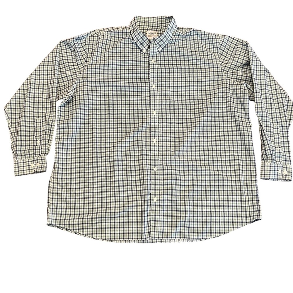 LL Bean Mens Traditional Fit Plaid Long Sleeve Button Down Shirt Size XXL REG